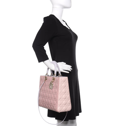 Christian Dior Lambskin Cannage Large Tri-Color Lady Dior Rose Pale 3 of 11