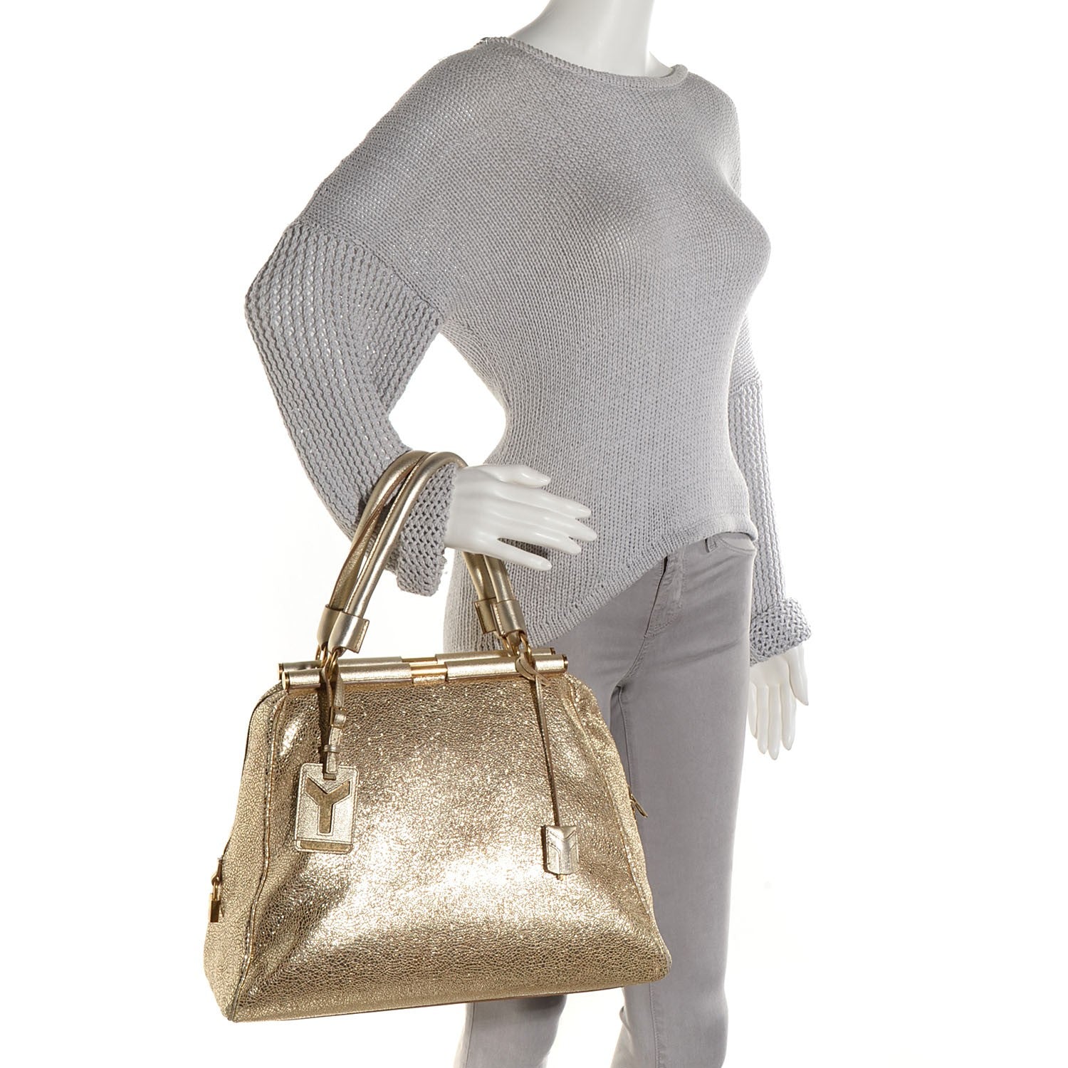 Saint Laurent Metallic Volcano Leather Medium Majorelle 2 of 8