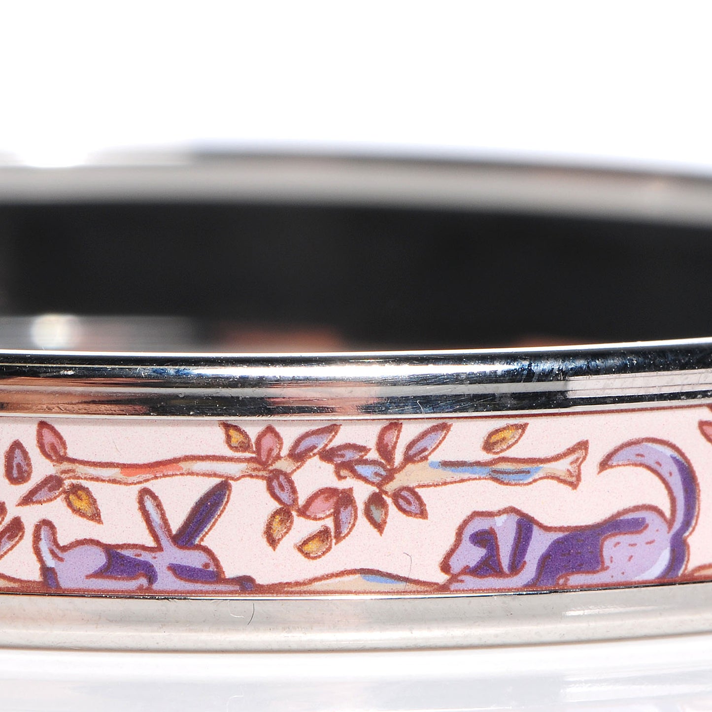 Enamel Printed Narrow Forest Animals Bracelet 65 Pink
