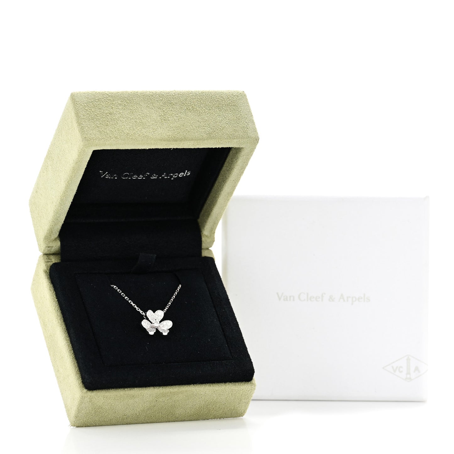 18K White Gold Diamond Mini Frivole Pendant Pave Necklace