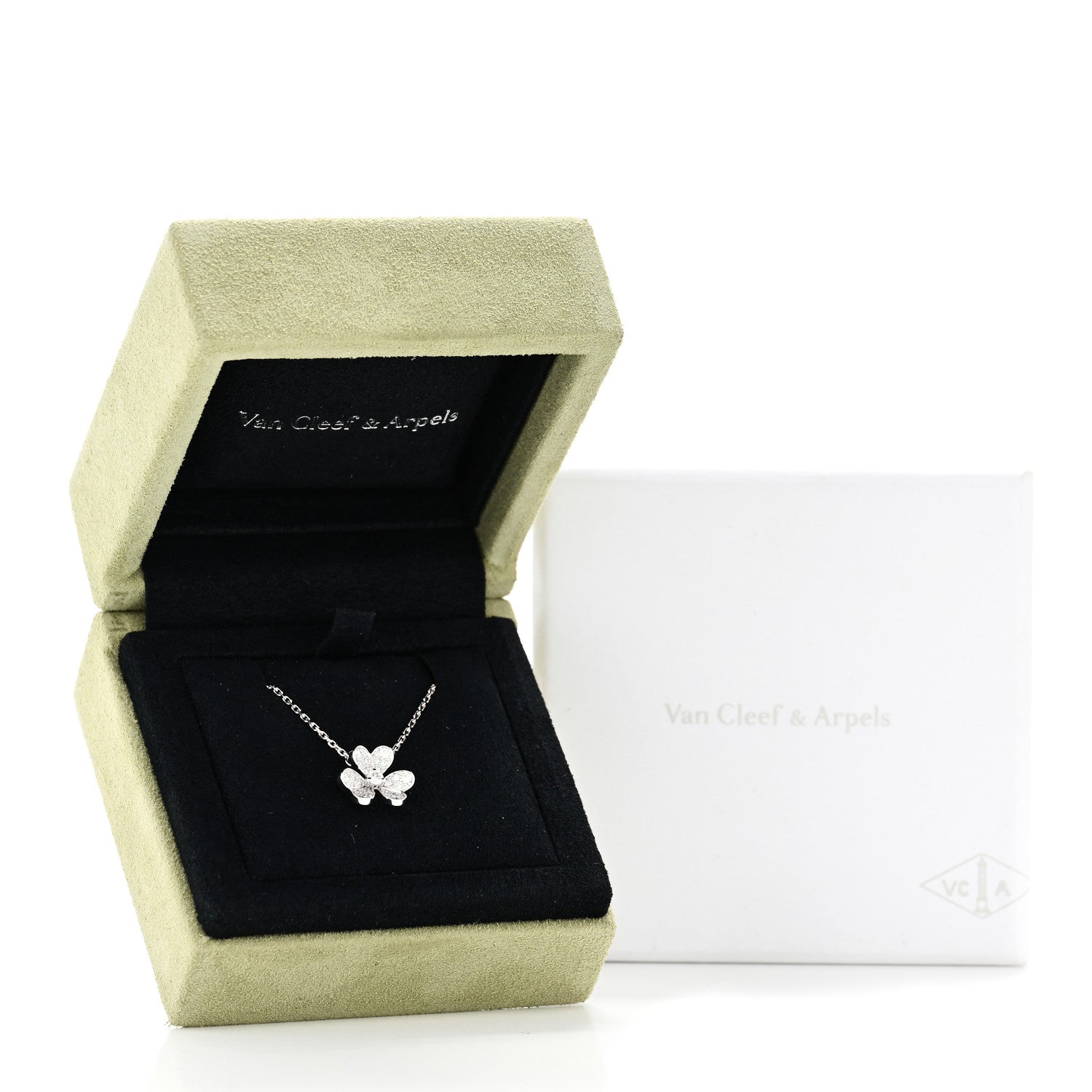 Van Cleef & Arpels 18K White Gold Diamond Mini Frivole Pendant Pave Necklace 7 of 7