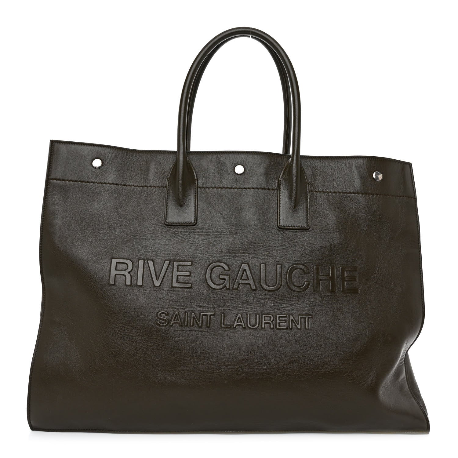 Saint Laurent Vitello Large Rive Gauche Tote Dark Green 1 of 9