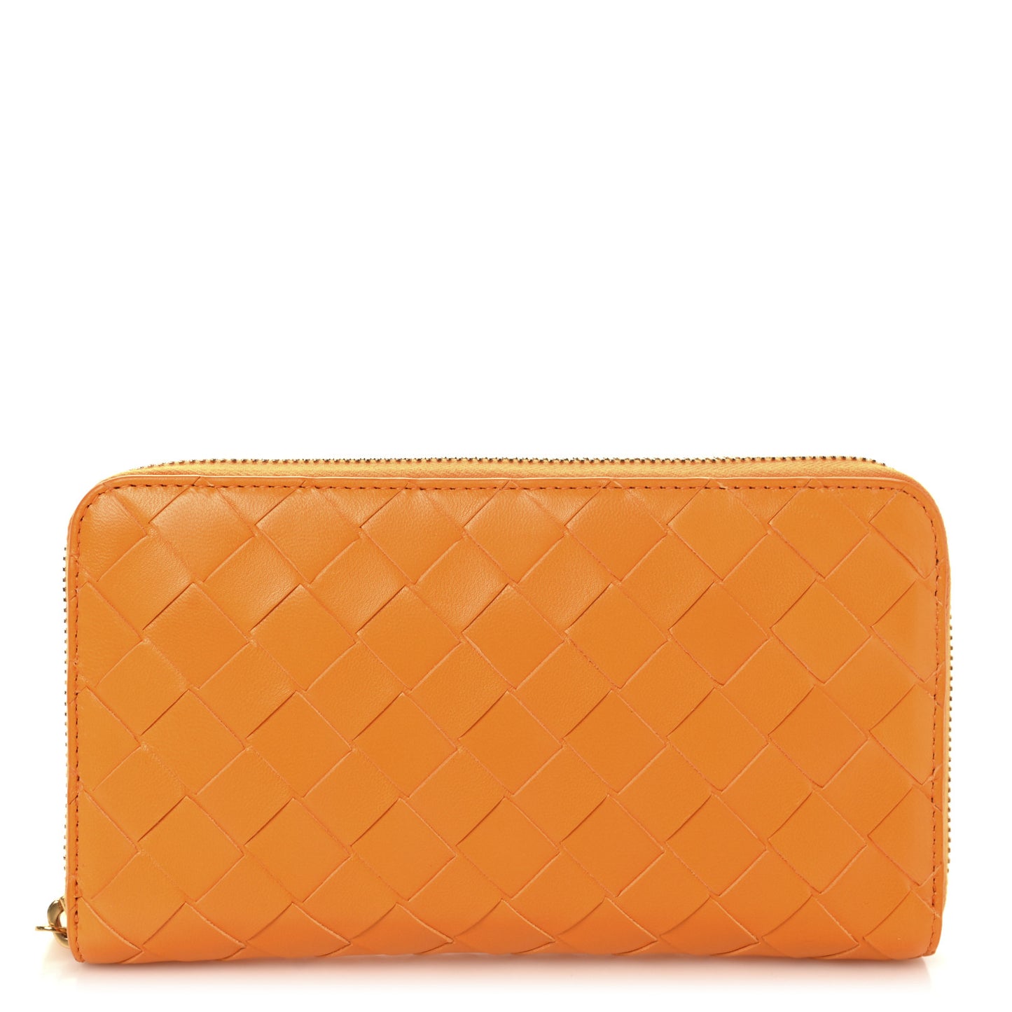Nappa Intrecciato Zip Around Wallet Tangerine