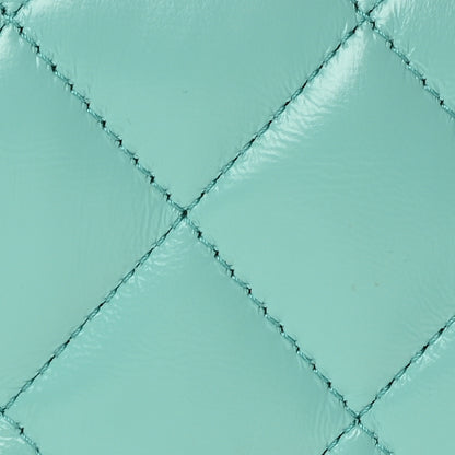 Chanel Shiny Lambskin Quilted Coco Trip Flap Bag Turquoise 8 of 10
