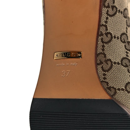 Gucci Monogram Lisa Mid Heel Boots 37 Beige Ebony 6 of 7
