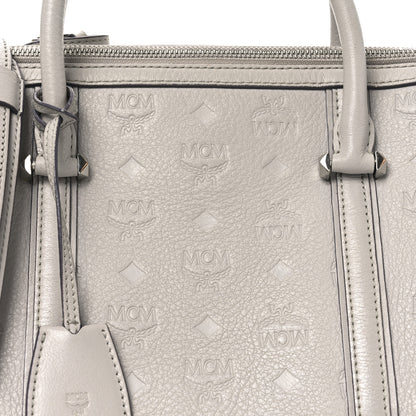 MCM Calfskin Ottomar Monogram Essential Boston Bag Dove 7 of 9