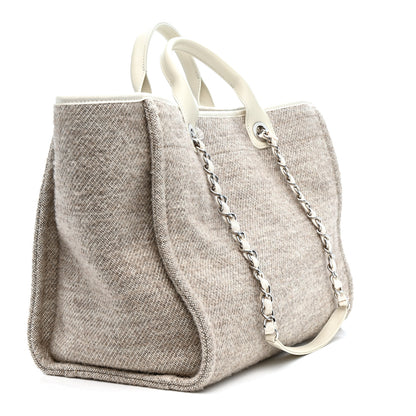 Chanel Mixed Fibers Calfskin Medium Deauville Tote Light Grey 3 of 10