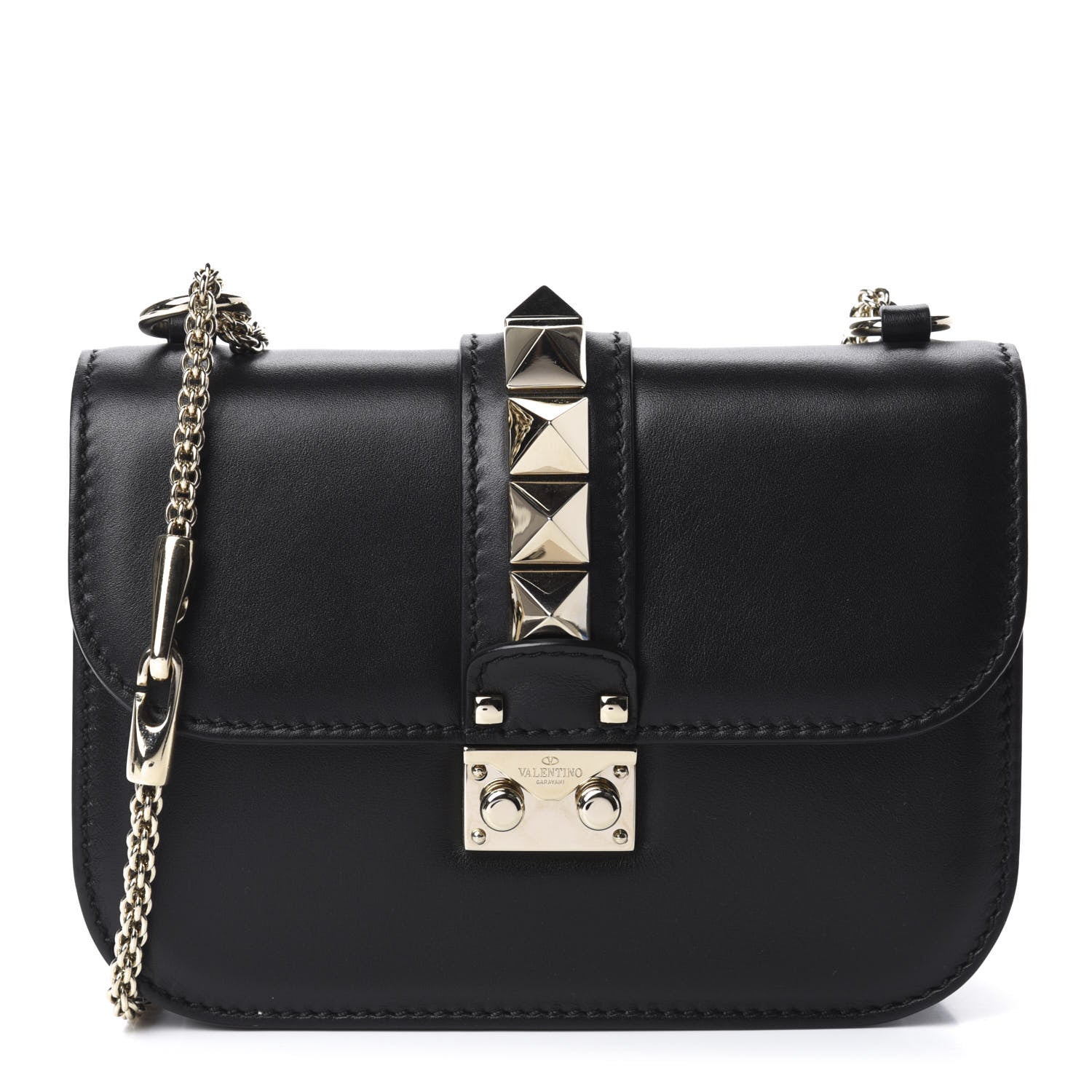 Valentino Garavani Vitello Small Glam Lock Rockstud Flap Black 1 of 10