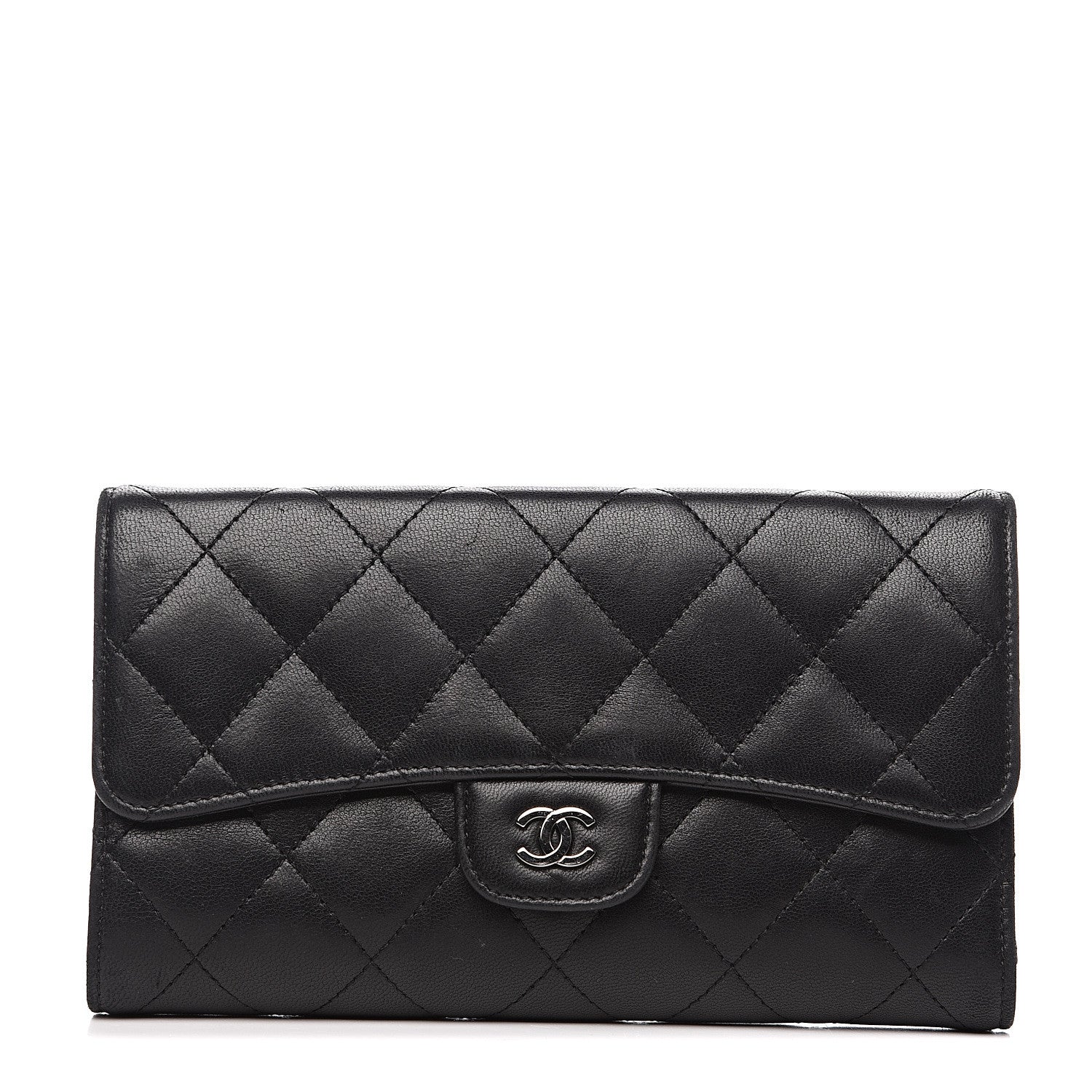 Chanel Lambskin Quilted Large Flap Wallet Black 1 of 15