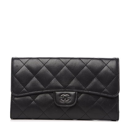 Chanel Lambskin Quilted Large Flap Wallet Black 1 of 15
