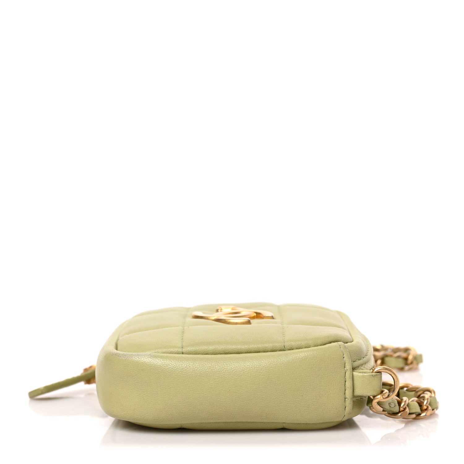 Chanel Lambskin Quilted Diamond Coin Purse With Chain Green 8 of 8