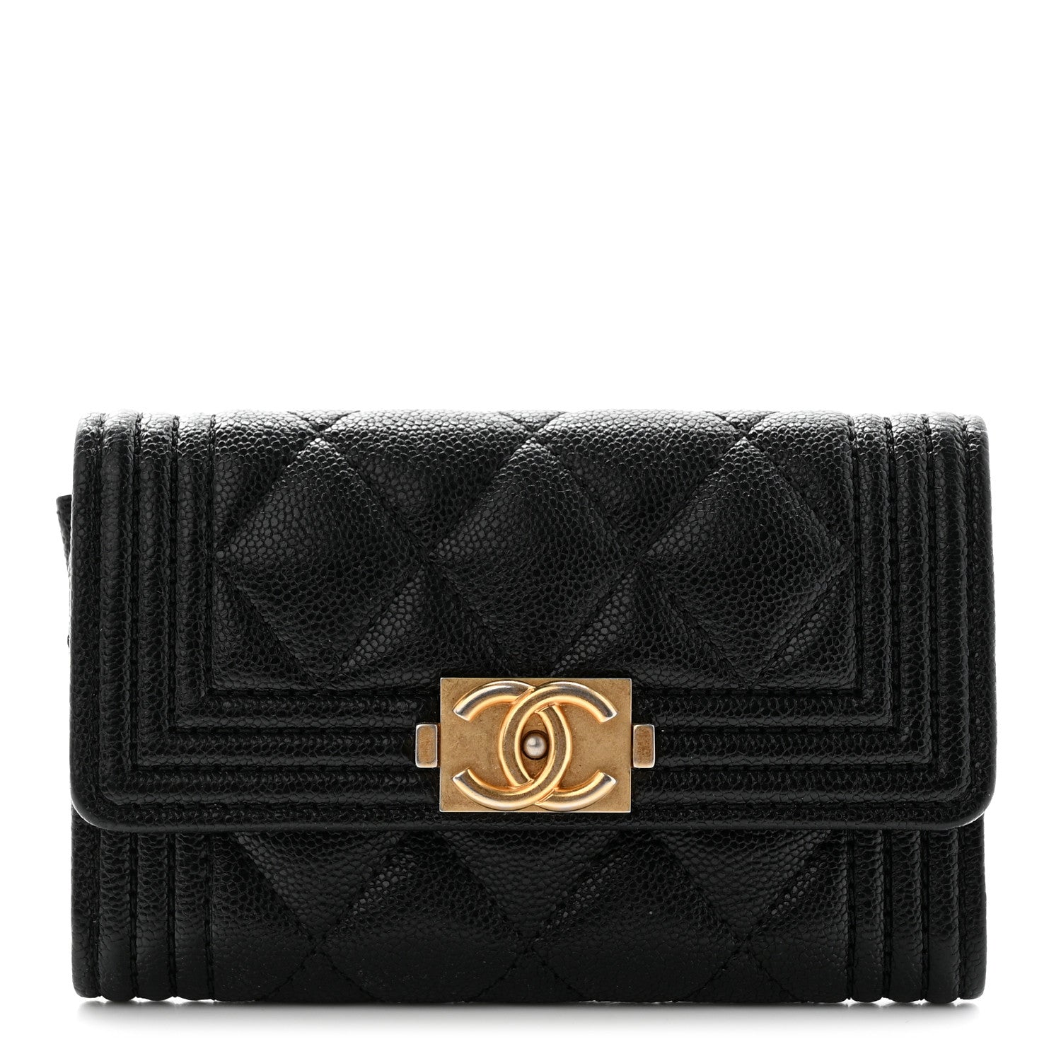Chanel Caviar Quilted Boy Flap Card Holder Black 1 of 9