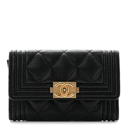 Chanel Caviar Quilted Boy Flap Card Holder Black 1 of 9