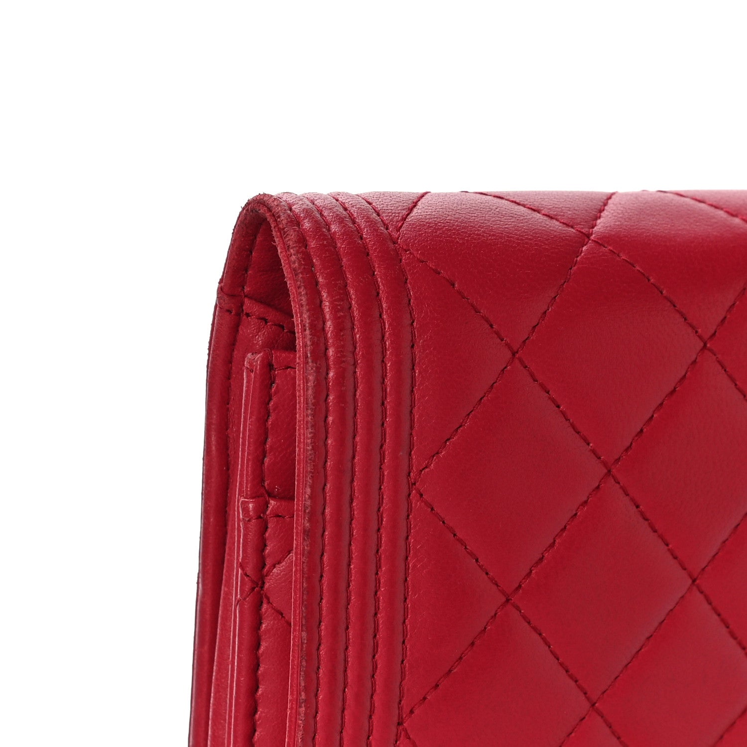 Chanel Lambskin Quilted Boy Wallet On Chain WOC Red 25 of 27