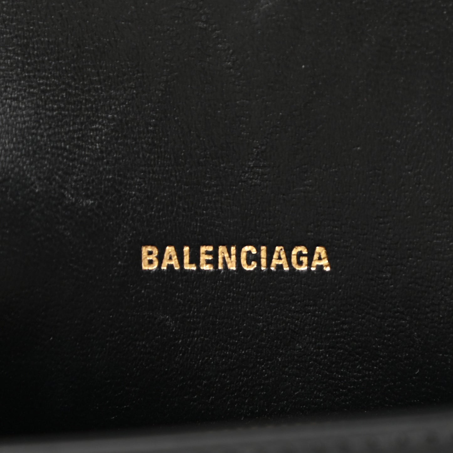 Shiny Box Calfskin Hourglass Chain Cardholder Black