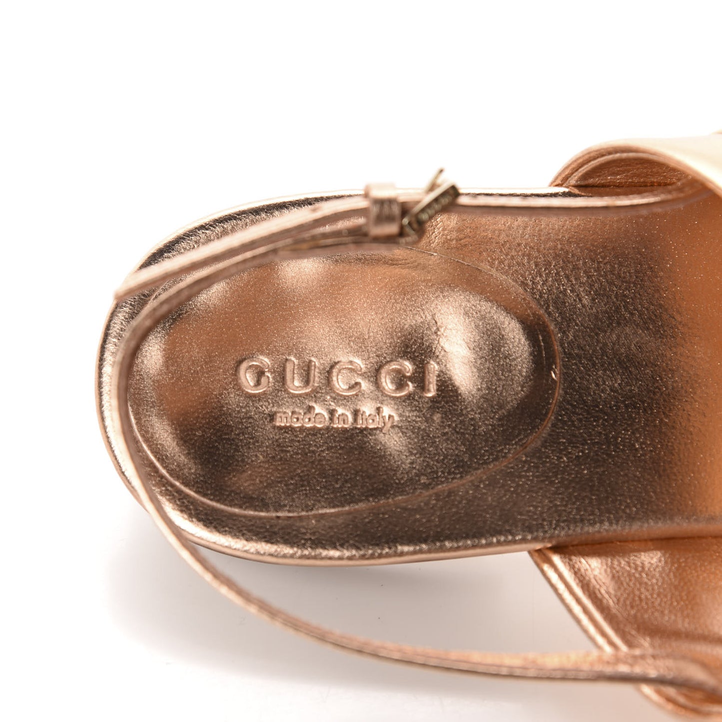 Metallic Calfskin Horsebit Thong Sandals 6.5 Rose Gold