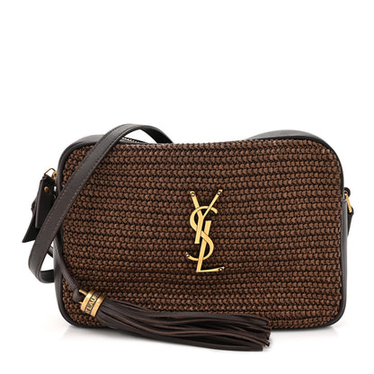 Saint Laurent Raffia Canvas Monogram Lou Camera Bag Dark Chocolate 1 of 13