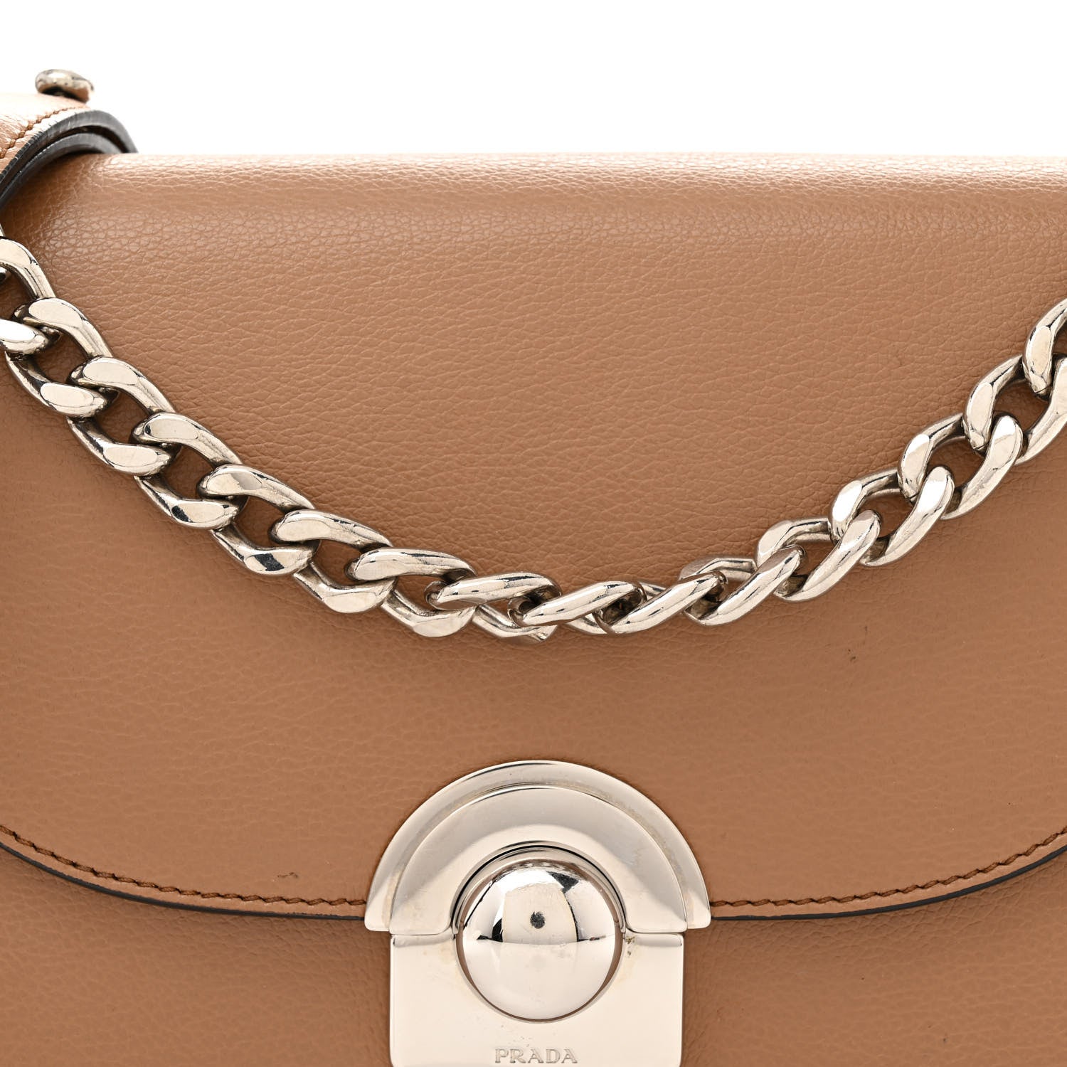Prada Glace Calfskin Arcade Crossbody Bag Caramel 7 of 16