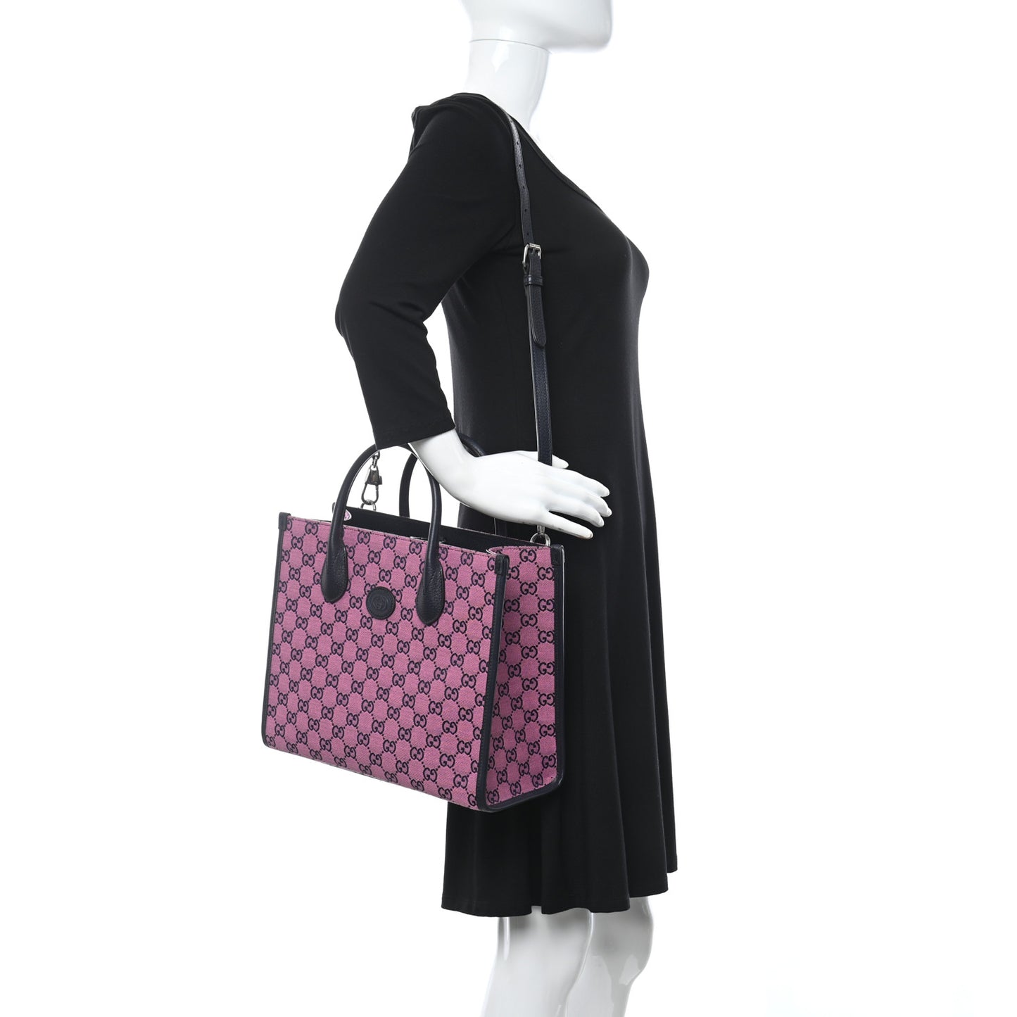 Monogram Multicolor Textured Dollar Calfskin Small Retro Interlocking G Tote Bag Pink Blue