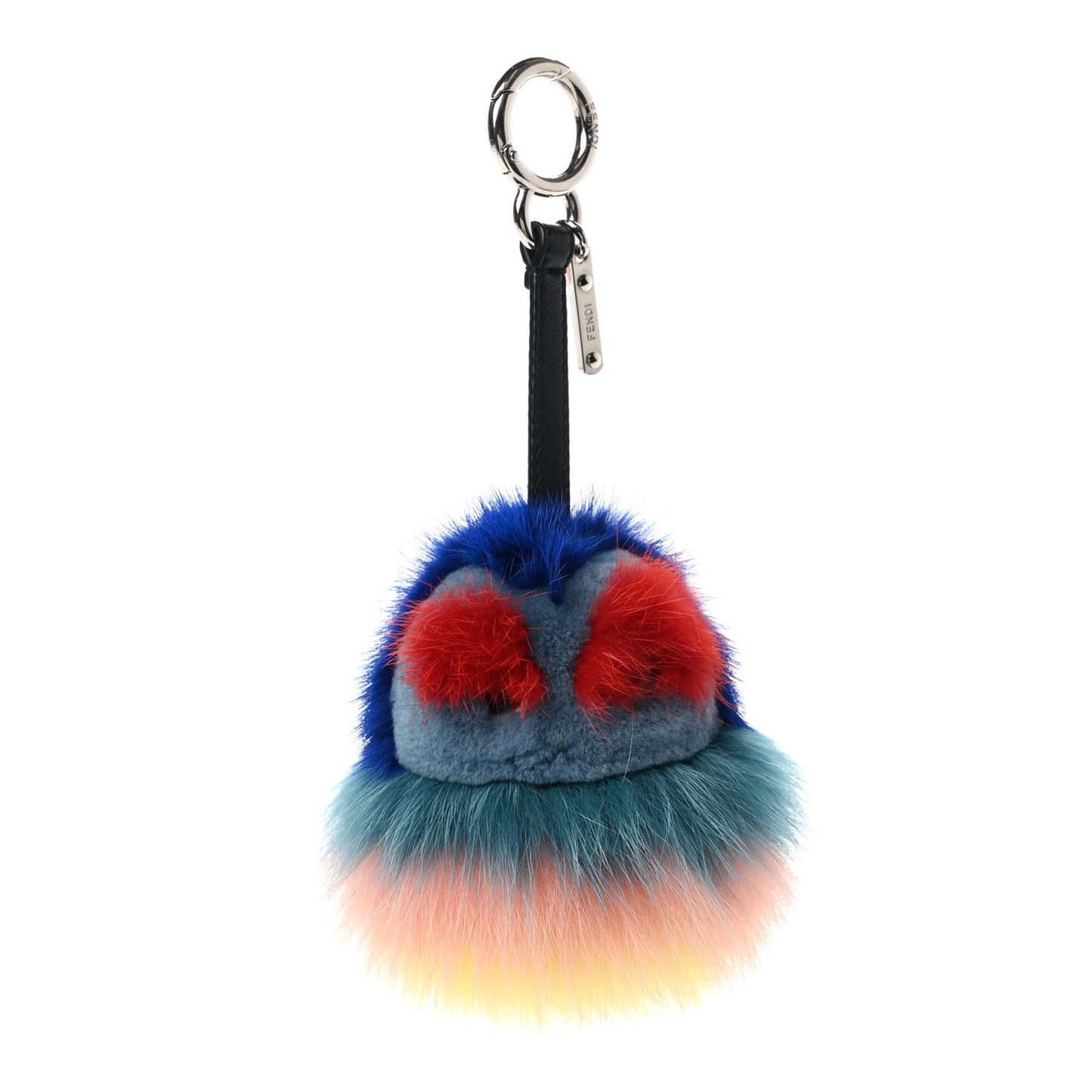 Mink Fox Fur Kid Monster Bag Bug Charm Blue Multicolor