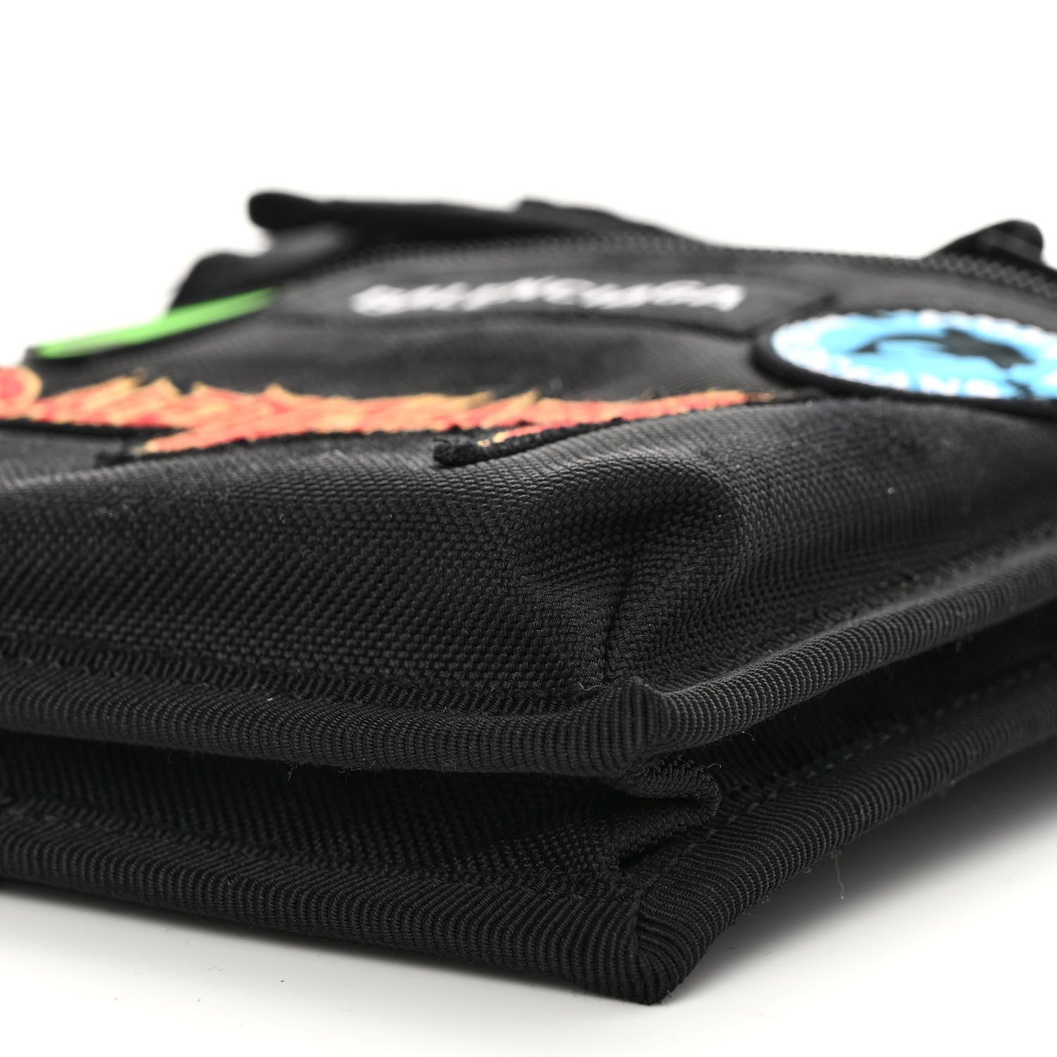 Balenciaga Nylon Logo Multi Patch Small Explorer Pouch with Strap Black 9 of 10