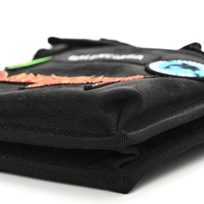 Balenciaga Nylon Logo Multi Patch Small Explorer Pouch with Strap Black 9 of 10