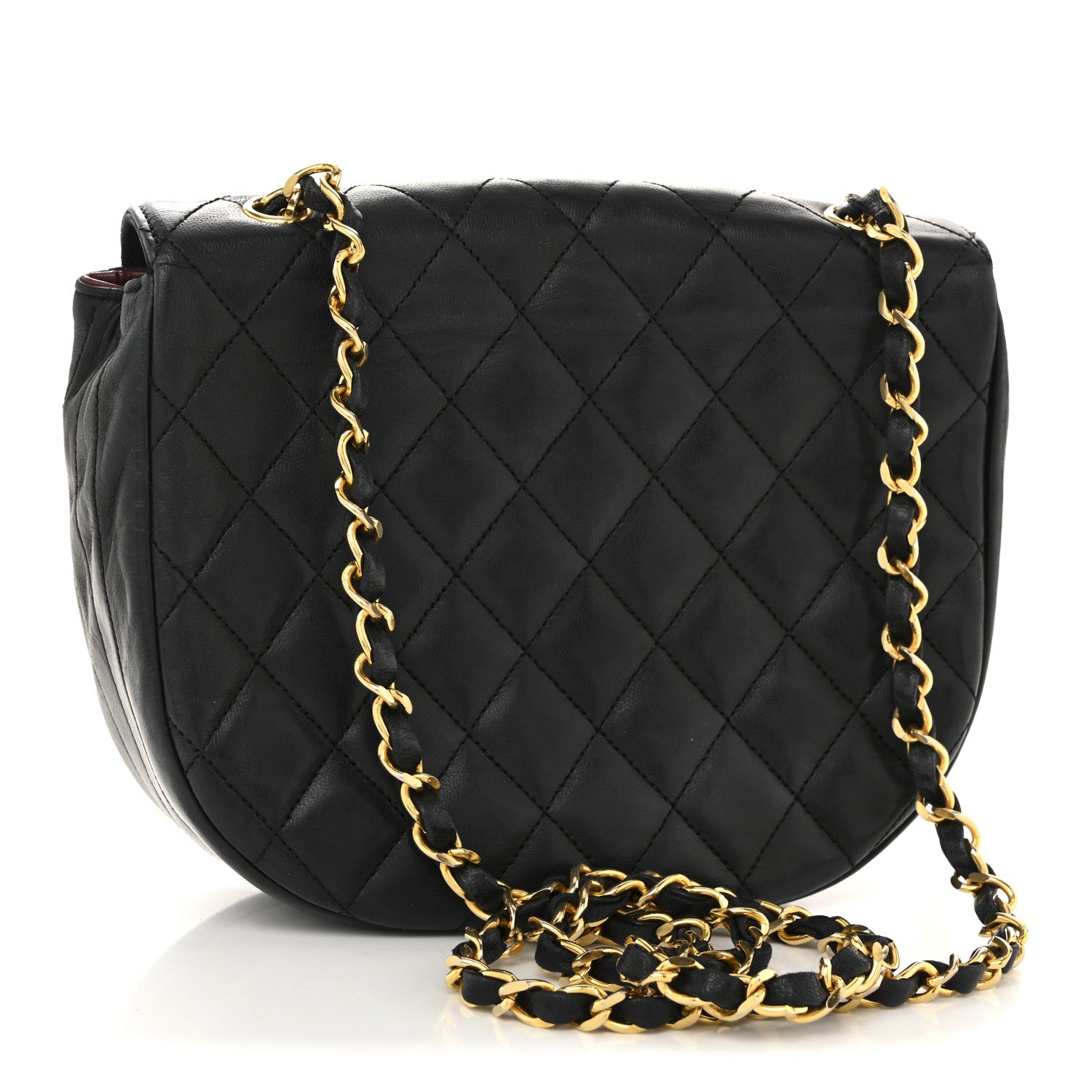 Chanel Lambskin Quilted Half Moon Flap Black 3 of 14