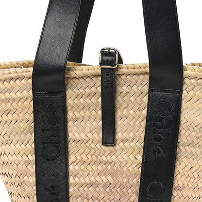 Chloe Raffia Smooth Calfskin Medium Sense Basket Black 7 of 9