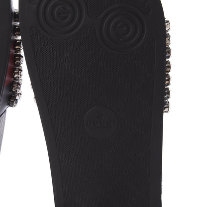 Gucci Calfskin Crystal Embellished Web Slide Sandals 34 Blue Red 7 of 9