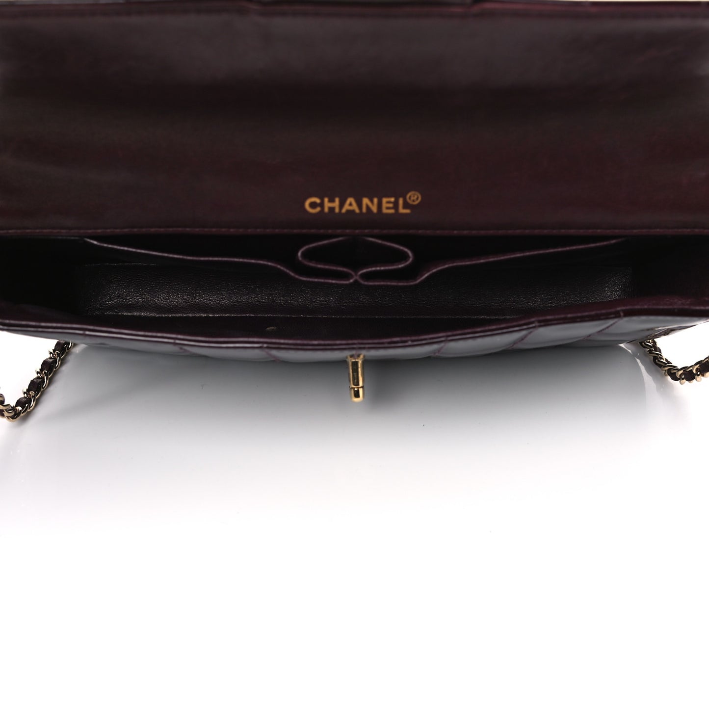Patent East West Chocolate Bar Flap Burgundy