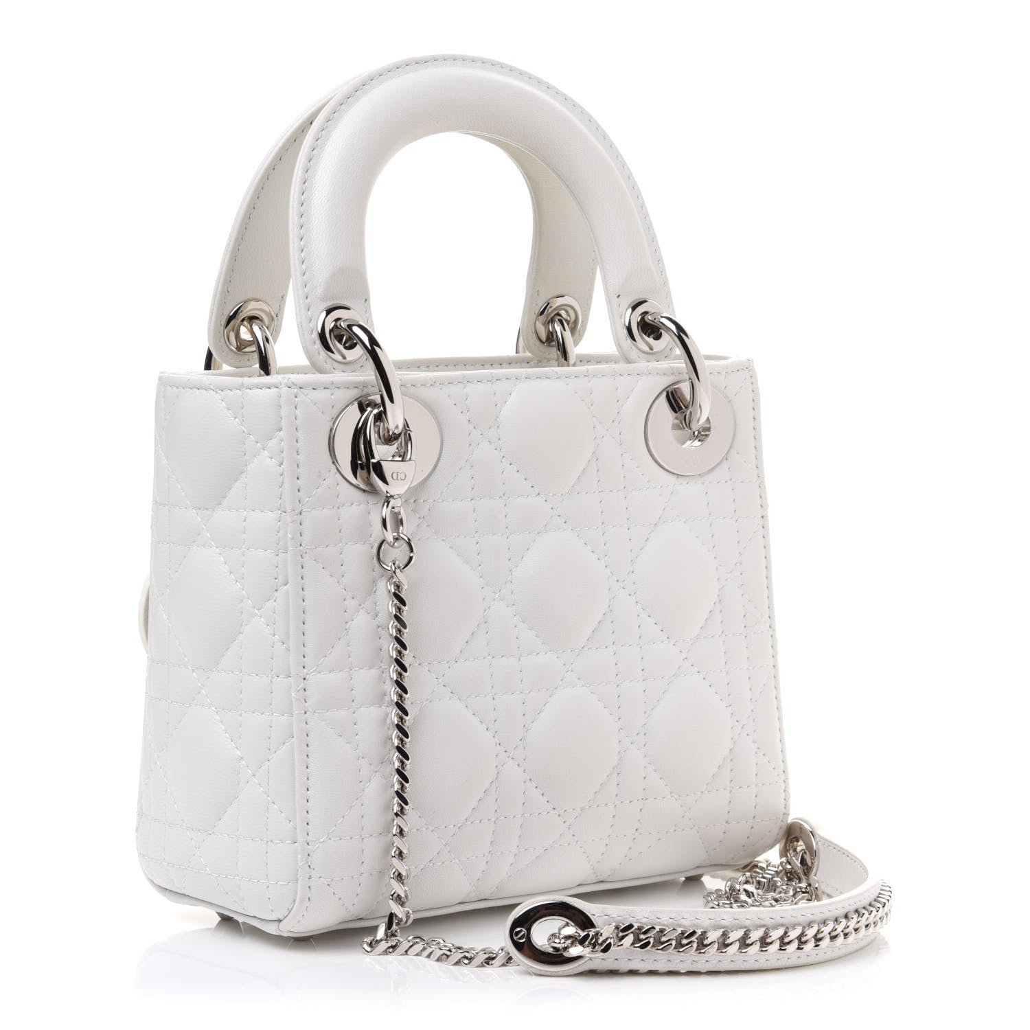 Christian Dior Lambskin Cannage Mini Lady Dior White 2 of 9