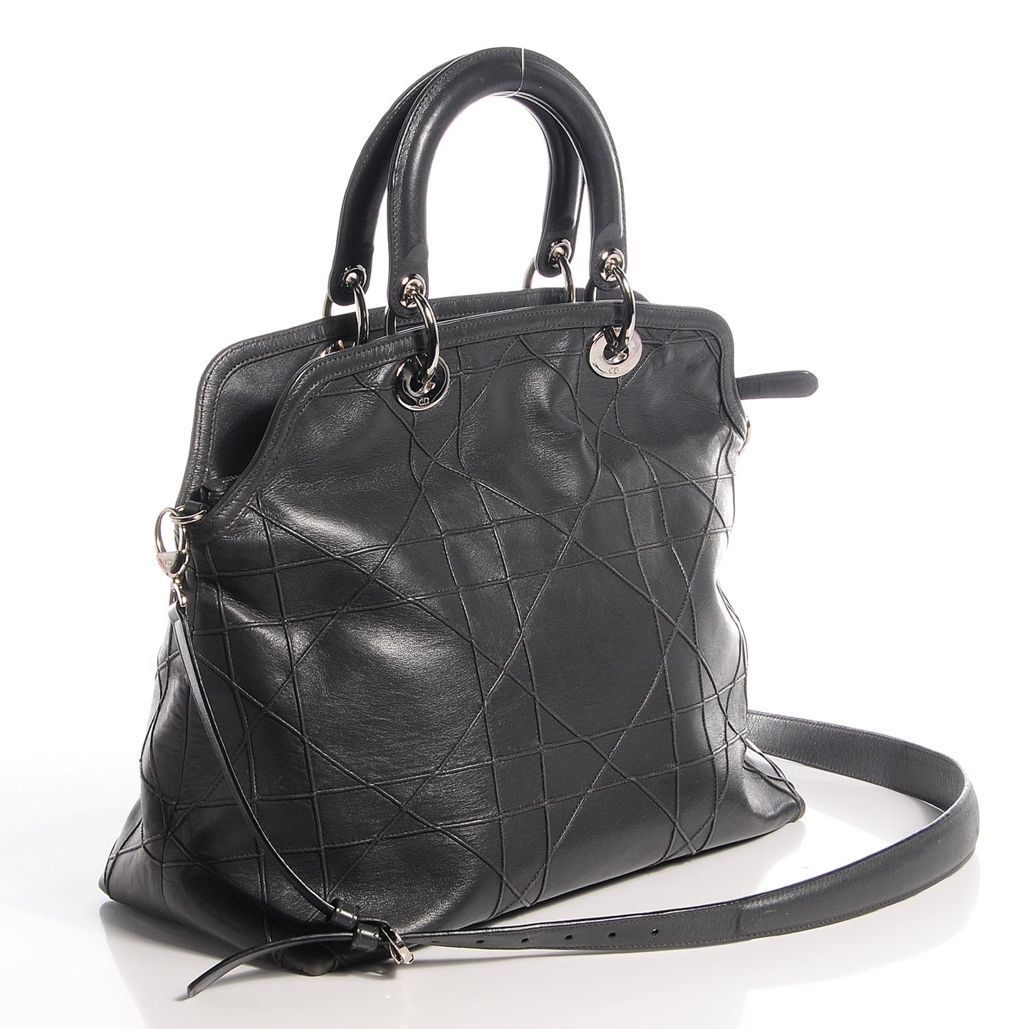 Lambskin Cannage Medium Granville Tote Grey
