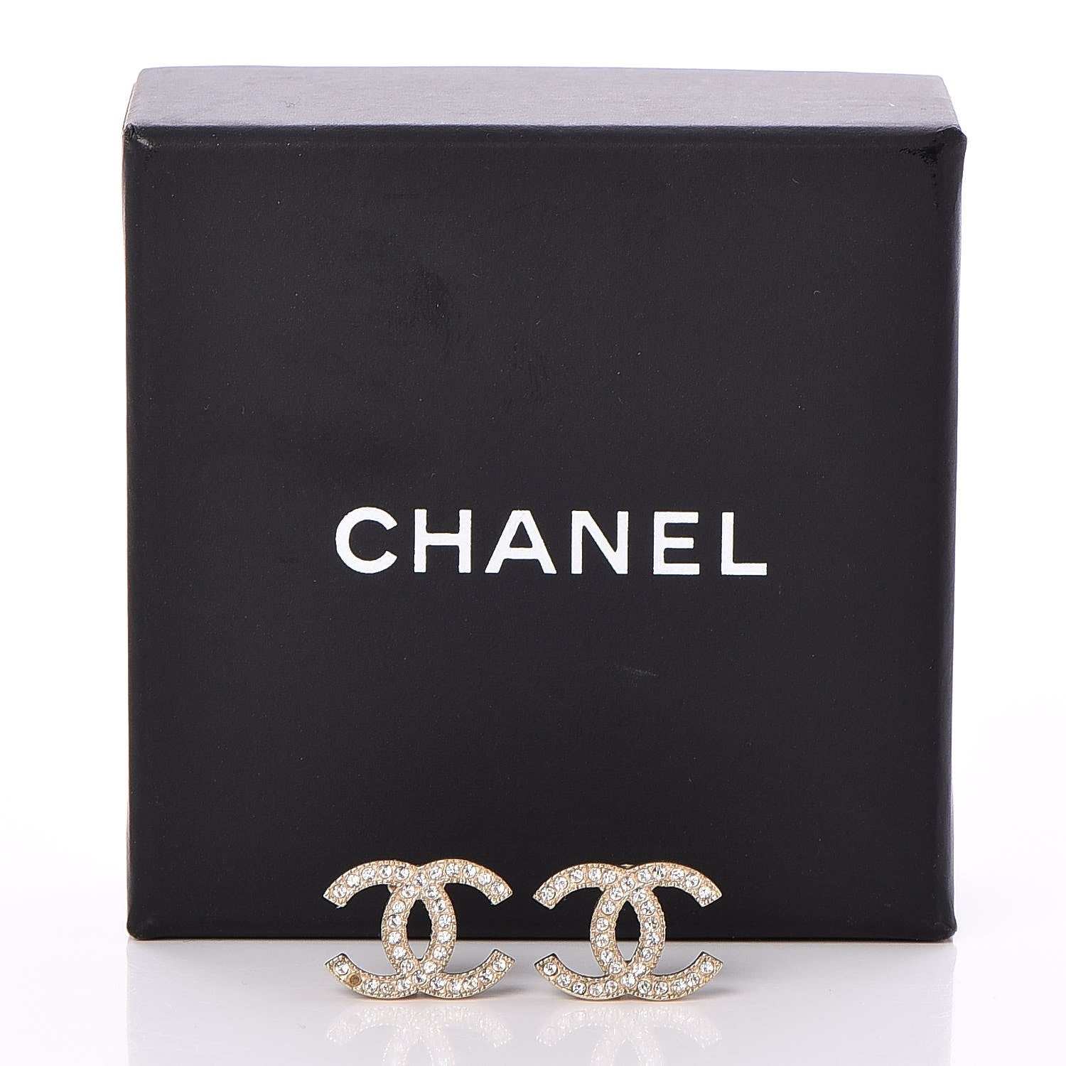 Chanel Crystal CC Earrings Gold 6 of 6