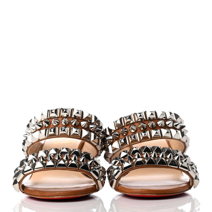 Christian Louboutin Calfskin Studded Tina Goes Mad 55 Slide Sandals 35.5 Cuoio 2 of 8