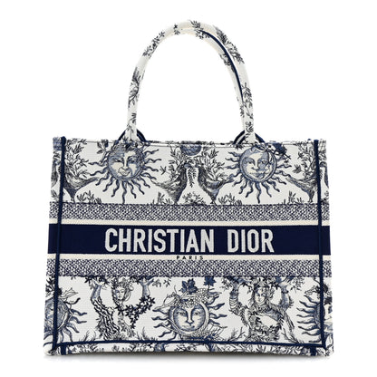 Christian Dior Canvas Embroidered Medium Toile De Jouy Soleil Book Tote Blue 1 of 9