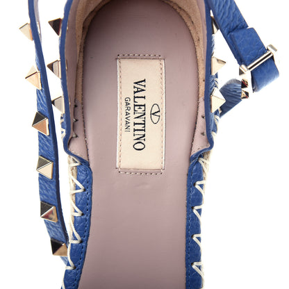 Valentino Garavani Grained Calfskin Rockstud Ankle Wrap Espadrille 15/85mm Wedges 39 Baltique 8 of 10
