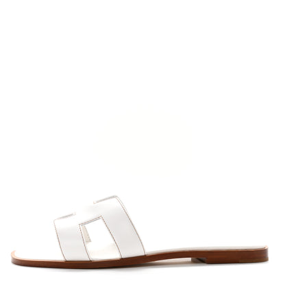 Hermes Box Calfskin Oran Sandals 39 White 1 of 8
