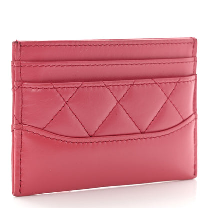 Chanel Aged Calfskin Quilted Gabrielle Card Holder Wallet Dark Pink 3 of 9