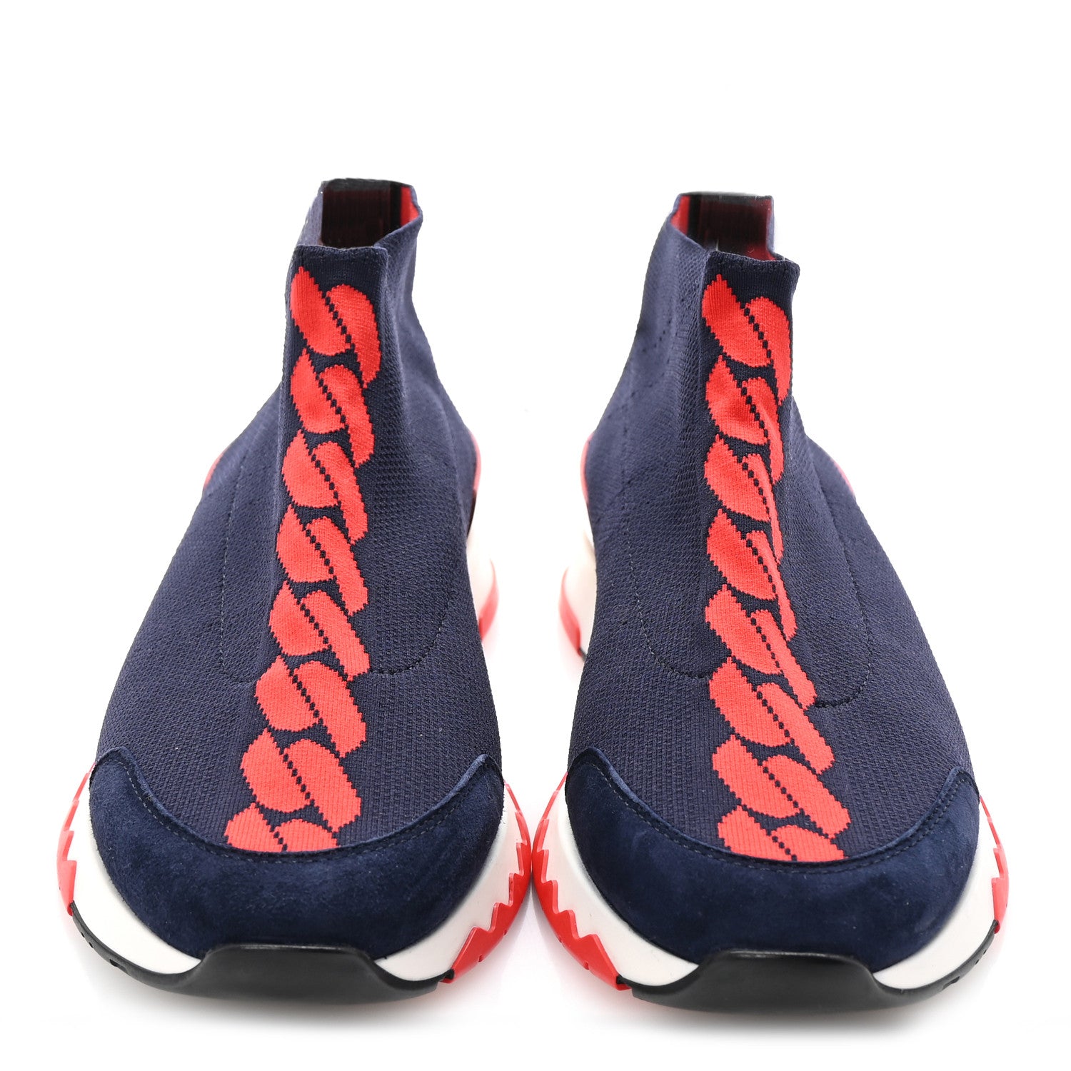 Hermes Knit Calfskin Velvet Womens Volo Sneakers 38 Bleu Diplomatique 5 of 16