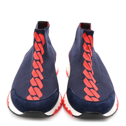 Hermes Knit Calfskin Velvet Womens Volo Sneakers 38 Bleu Diplomatique 5 of 16