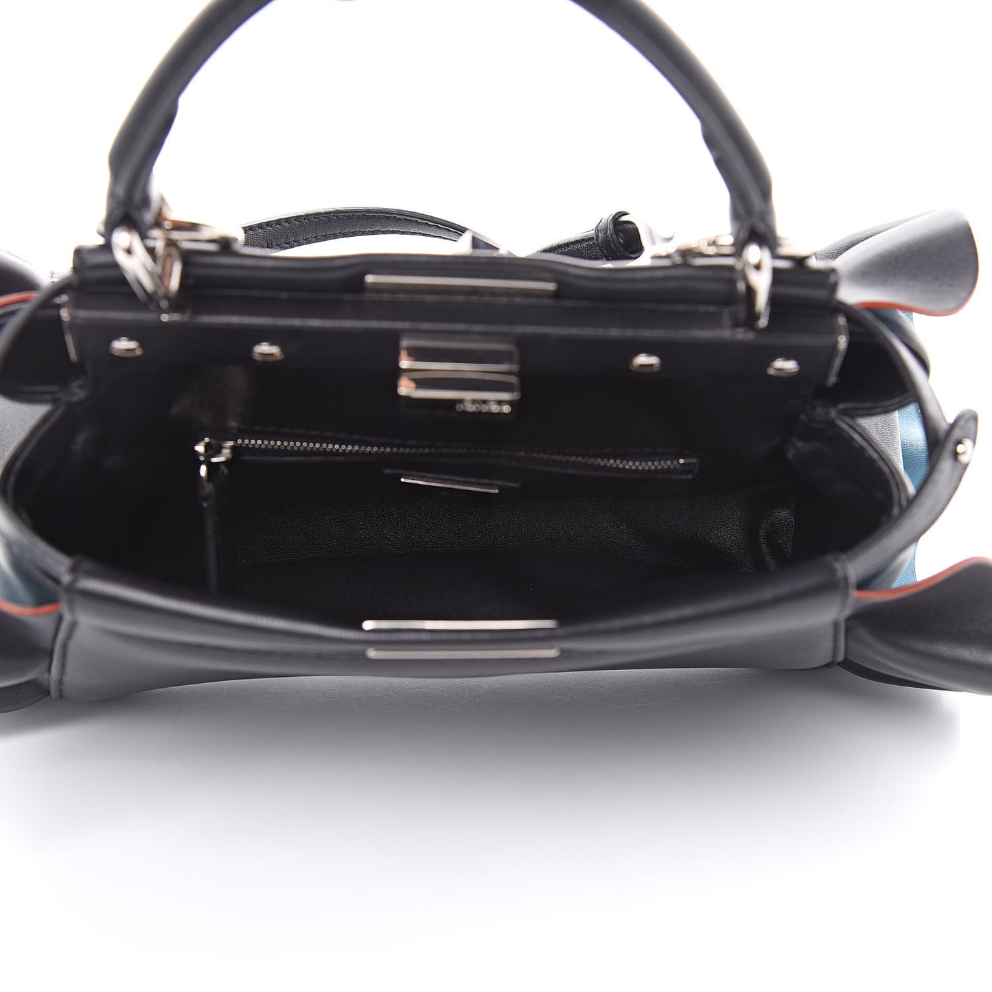 Nappa Waves Bi-Color Mini Peekaboo Iconic Satchel Black Turchese