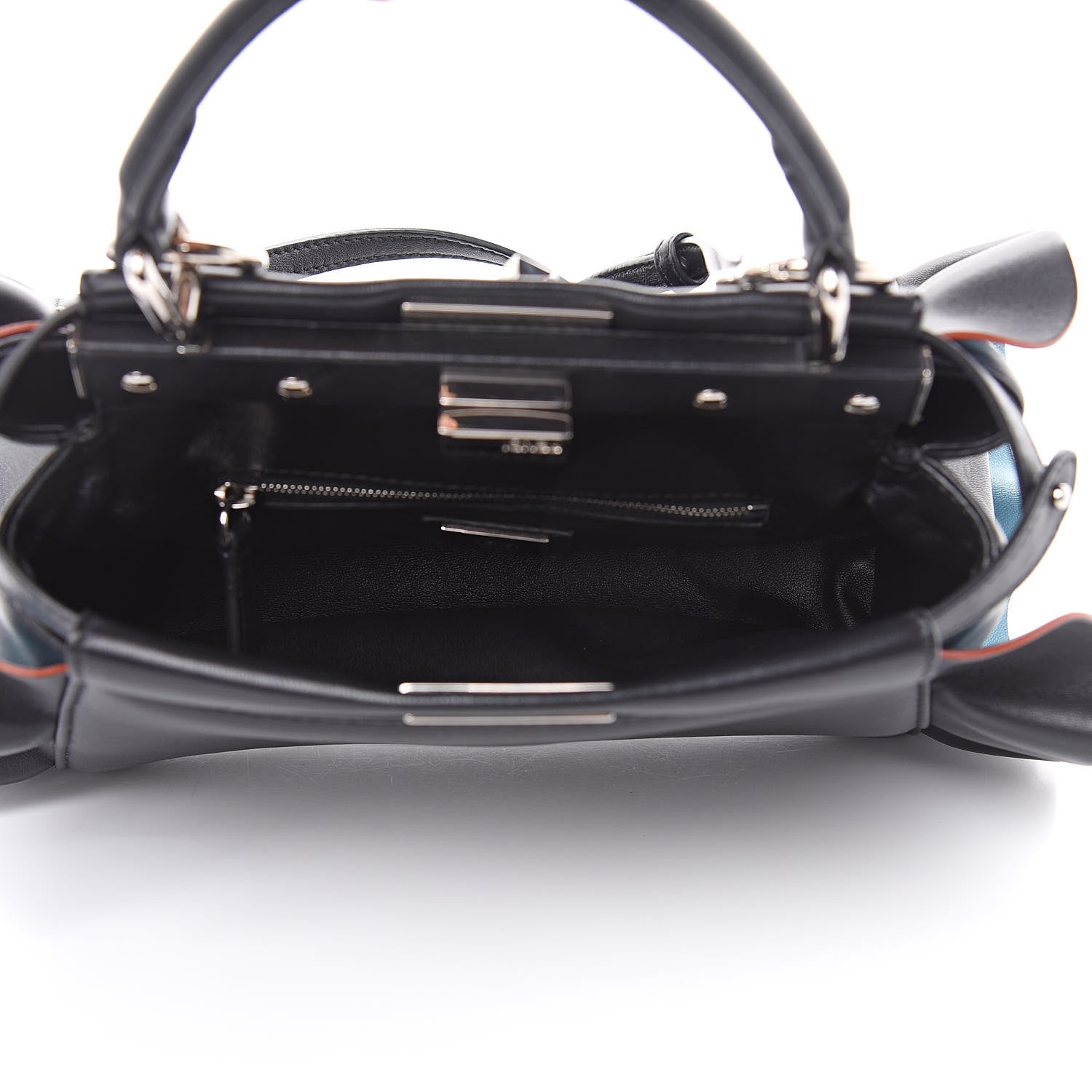 Fendi Nappa Waves Bi-Color Mini Peekaboo Iconic Satchel Black Turchese 5 of 13