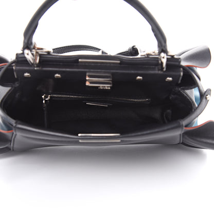 Fendi Nappa Waves Bi-Color Mini Peekaboo Iconic Satchel Black Turchese 5 of 13