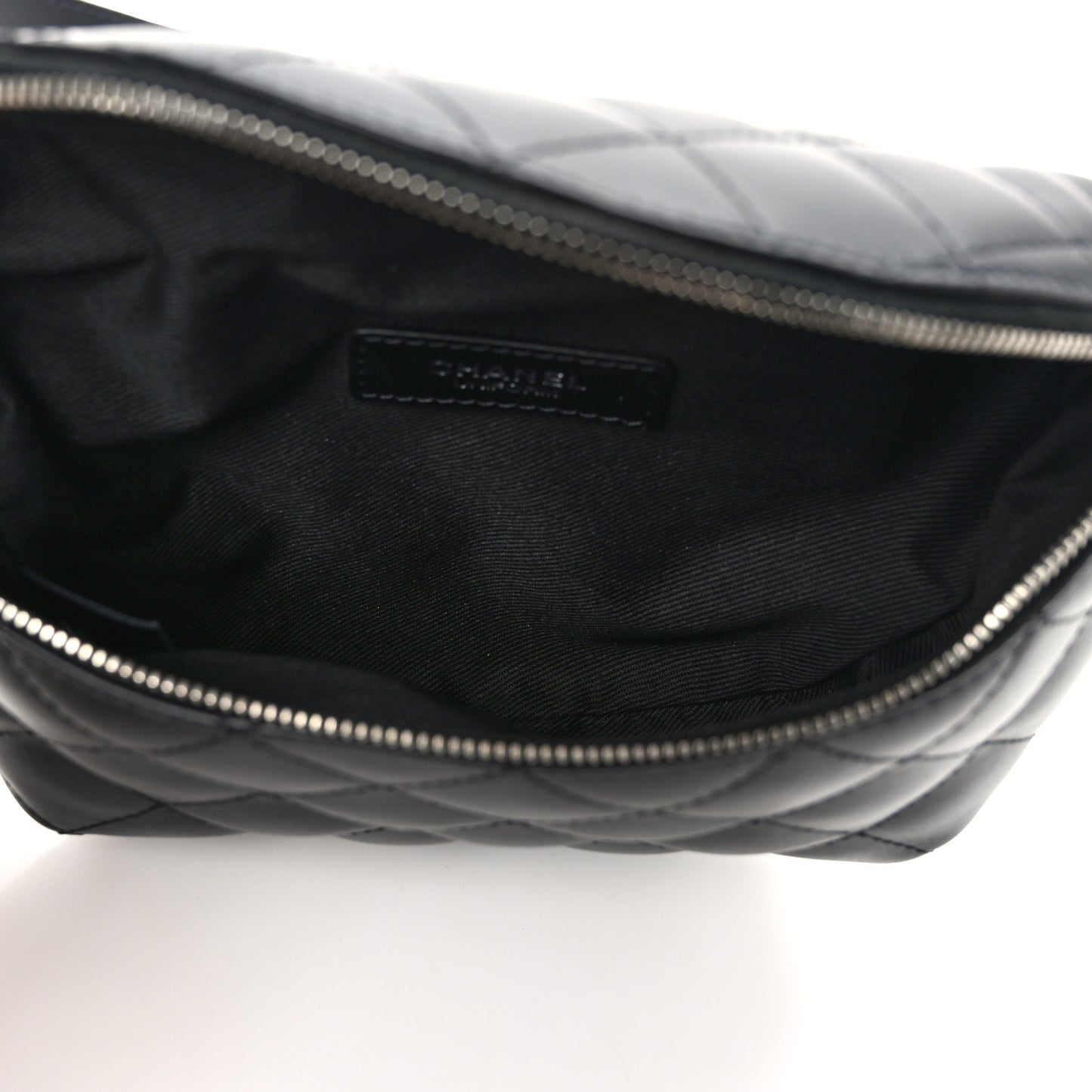 Calfskin Quilted Waist Belt Bag Black
