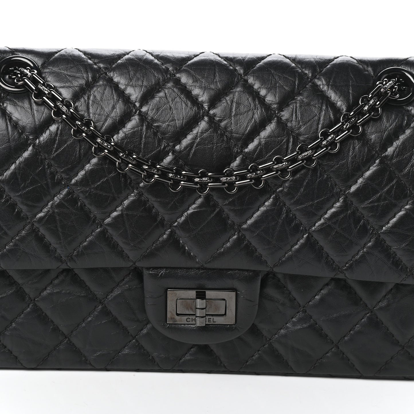 Aged Calfskin Quilted 2.55 Reissue 225 Flap So Black
