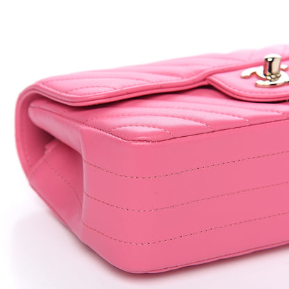Chanel Lambskin Chevron Quilted Mini Rectangular Flap Pink 8 of 10
