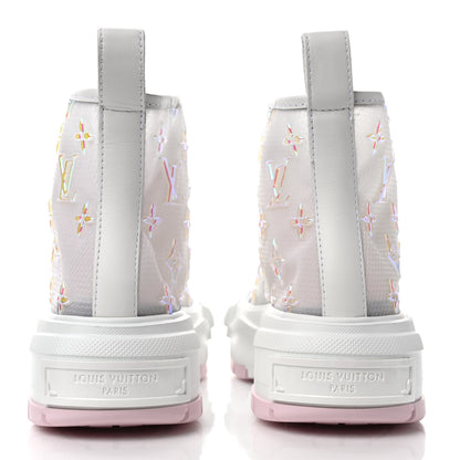 Louis Vuitton Iridescent Technical Mesh Monogram LV Squad Sneaker Boots 36 Rose Clair 5 of 7