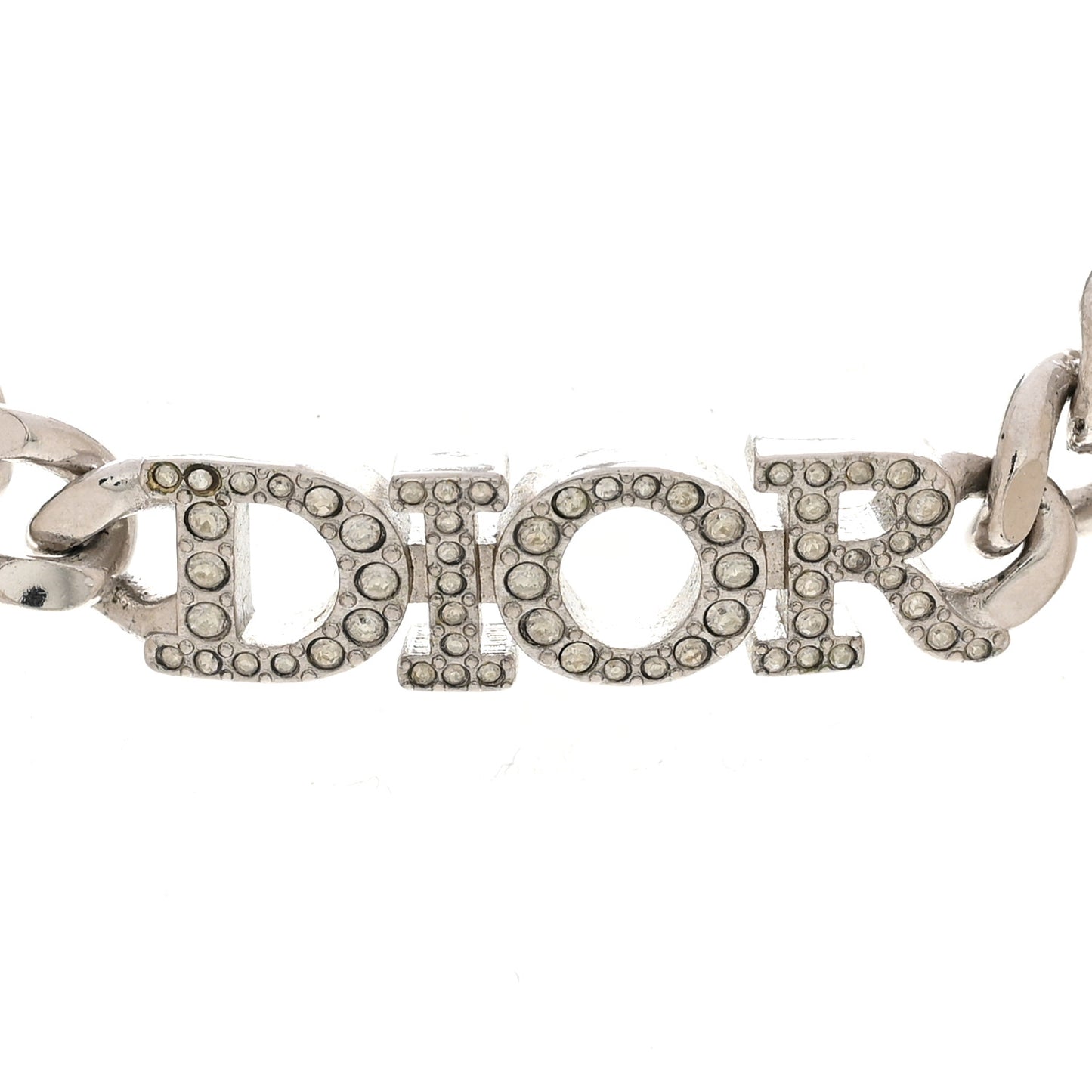 Metal Crystal Chain Choker Necklace Silver
