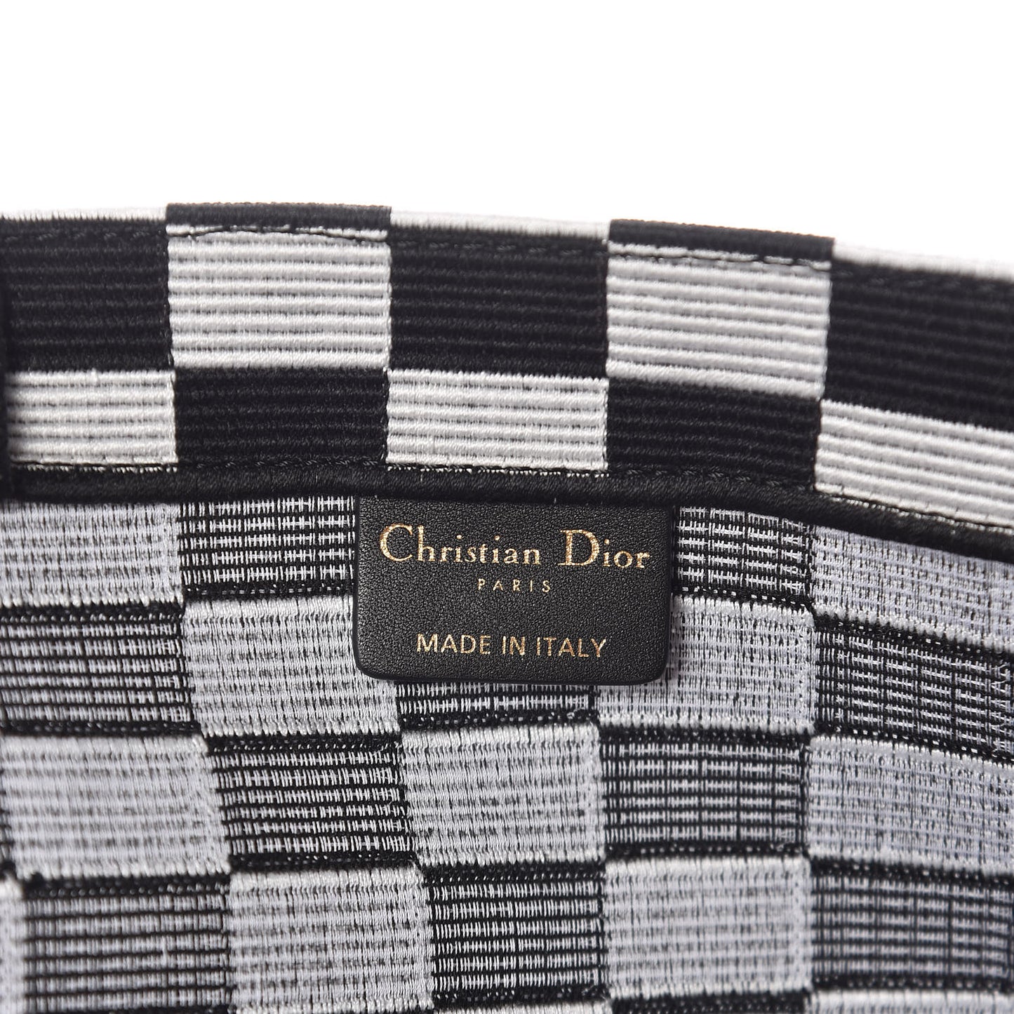 Canvas Embroidered Checkered Book Tote Black White