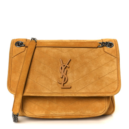 Saint Laurent Suede Monogram Medium Niki Chain Satchel Cheddar 1 of 12